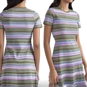 Shoshanna Striped Mini Dress - Green, Purple, White